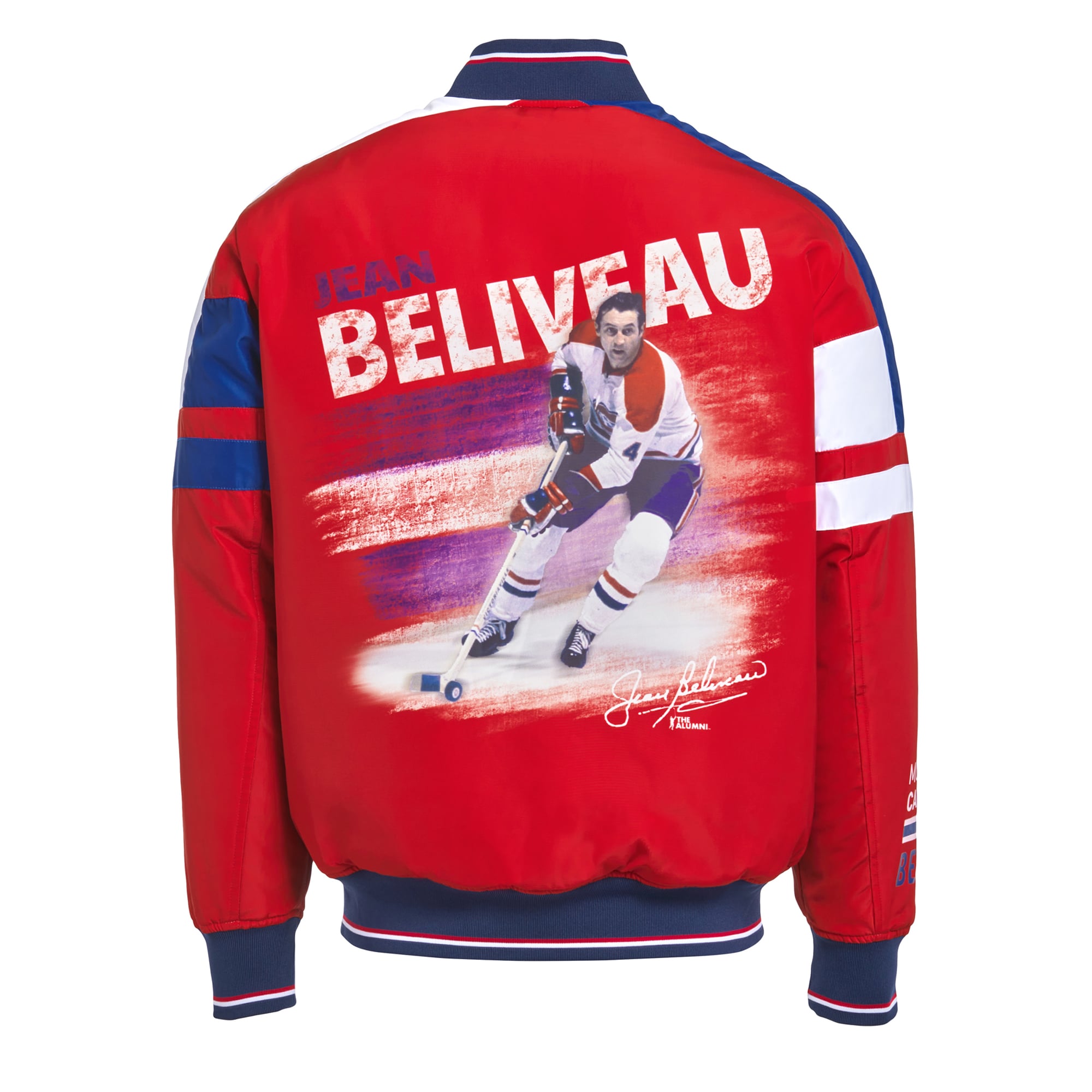 Veste bomber réversible à fermeture éclair intégrale FE Jean Beliveau rouge/noir pour homme, des Canadiens de Montréal